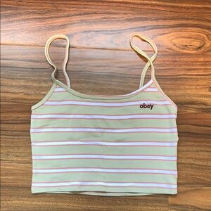 Obey Striped Crop Top